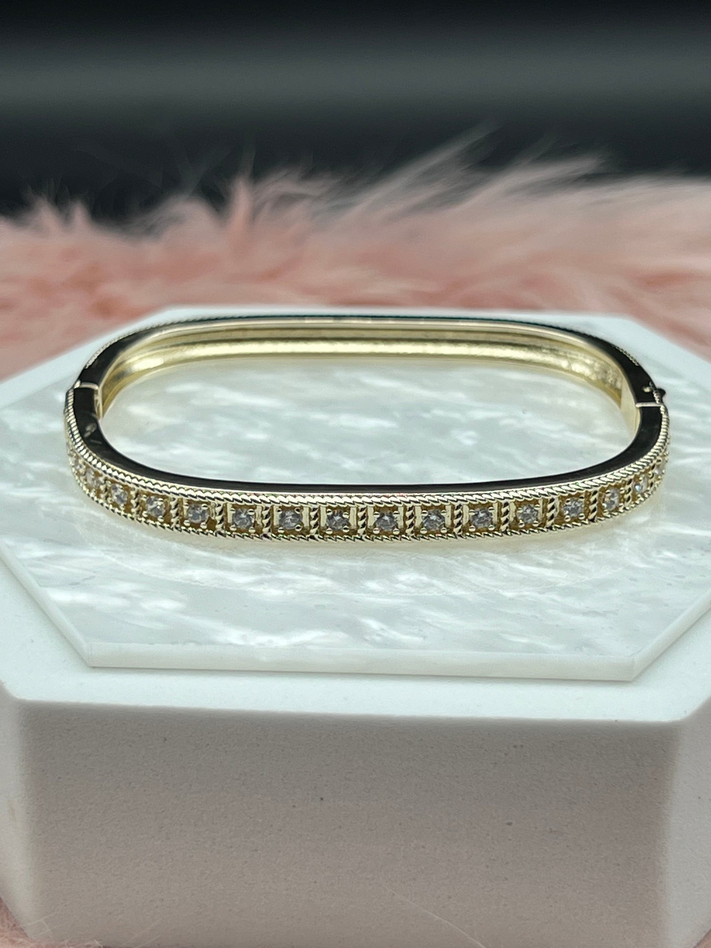 CZ Diamond Square Bangle Bracelet