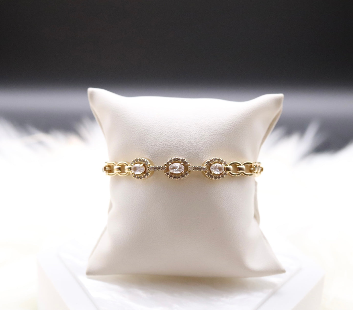 Dazzling Crystal Clear Gemstones Stationed Tennis Bracelet