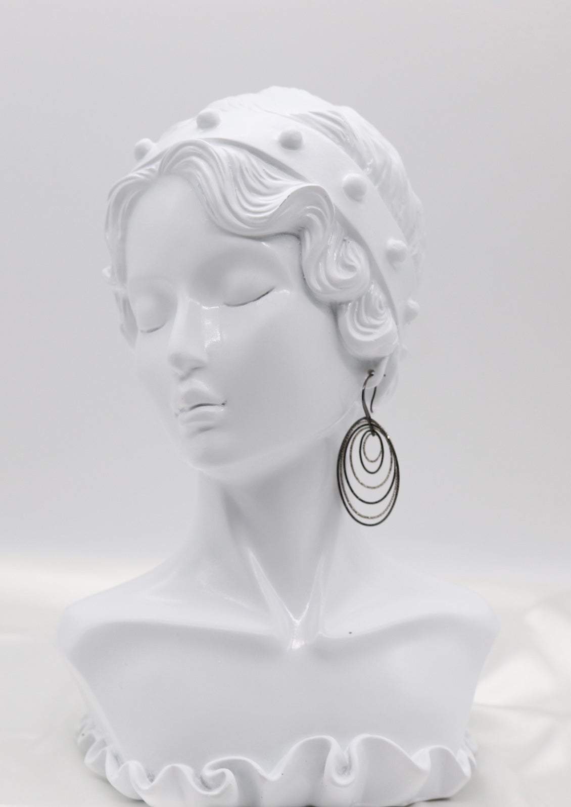 Italian Style Multi-Hoop Textured Silver Drop Earrings (Sterling Earrings)