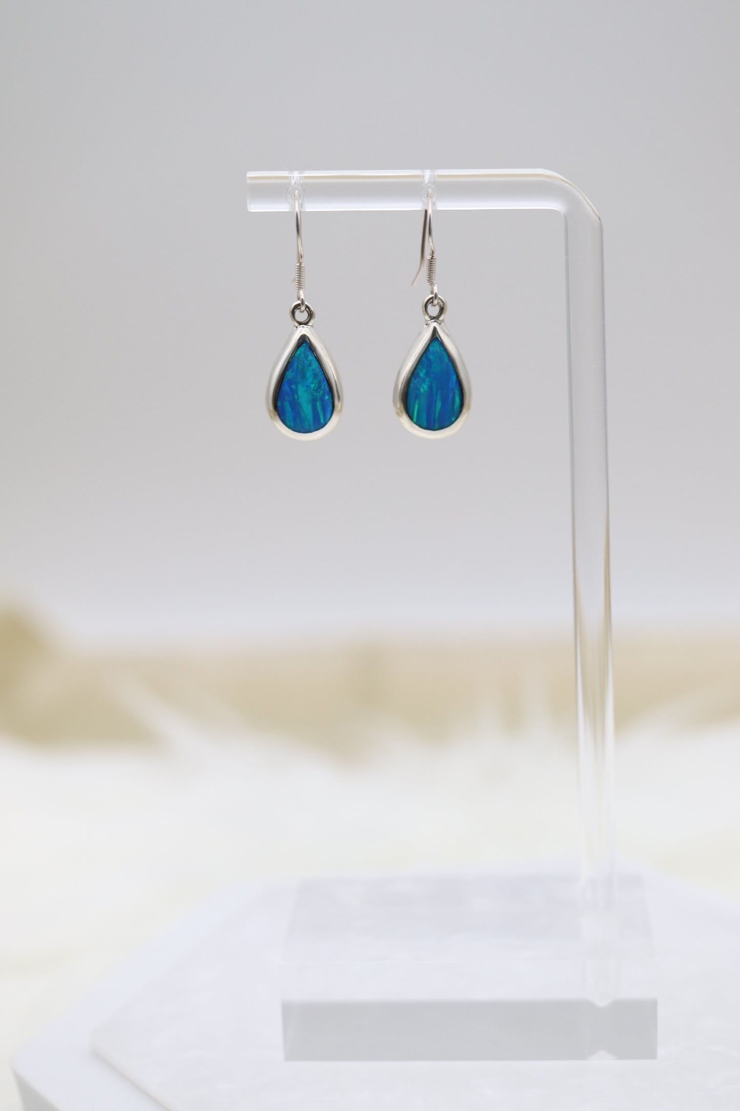 Aqua Blue Teardrop Sterling Silver Earrings