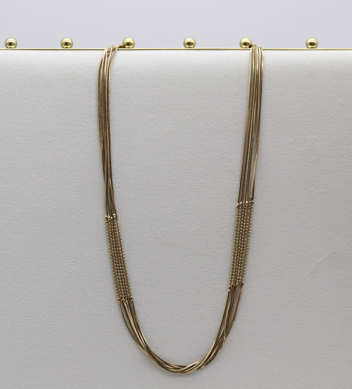 Gold Multi-Strand Snake Chain & Beaded Station Necklace