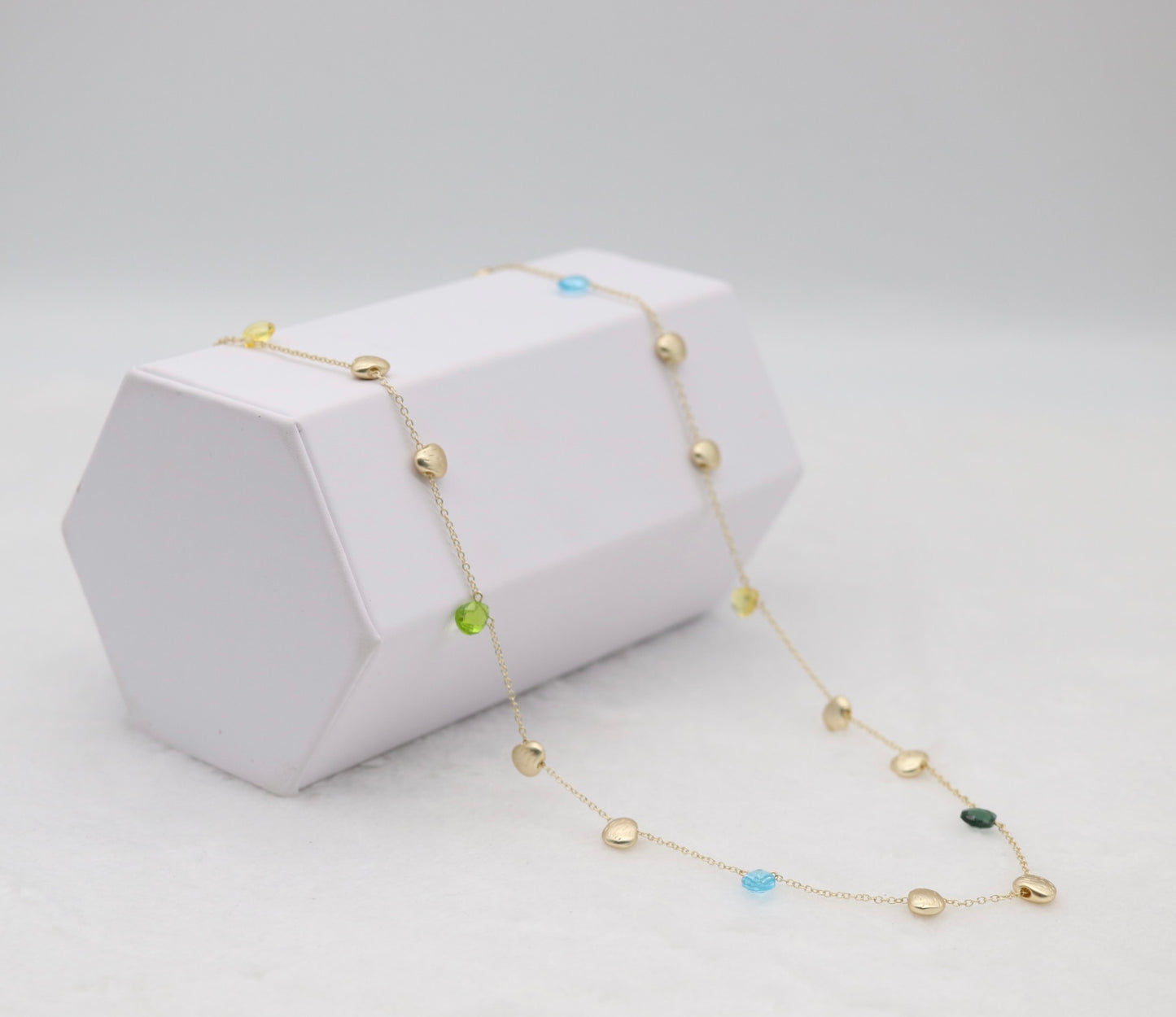 Gold Station Necklace with Multi-Color Accents