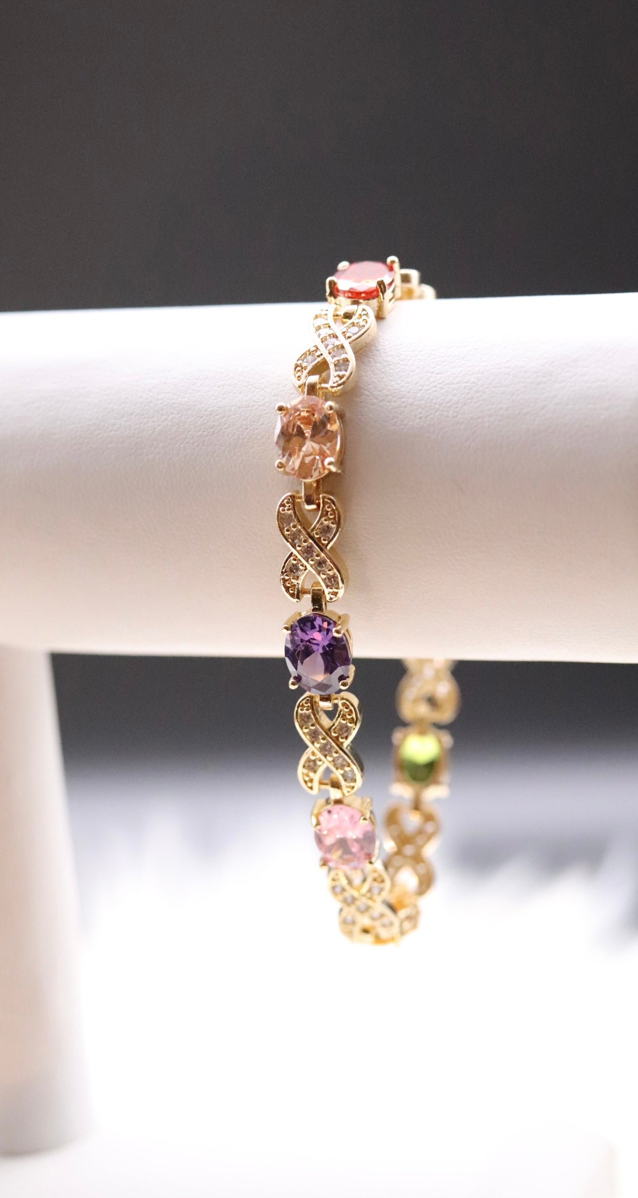 Variety Colored Gemstones Infinity Bracelet