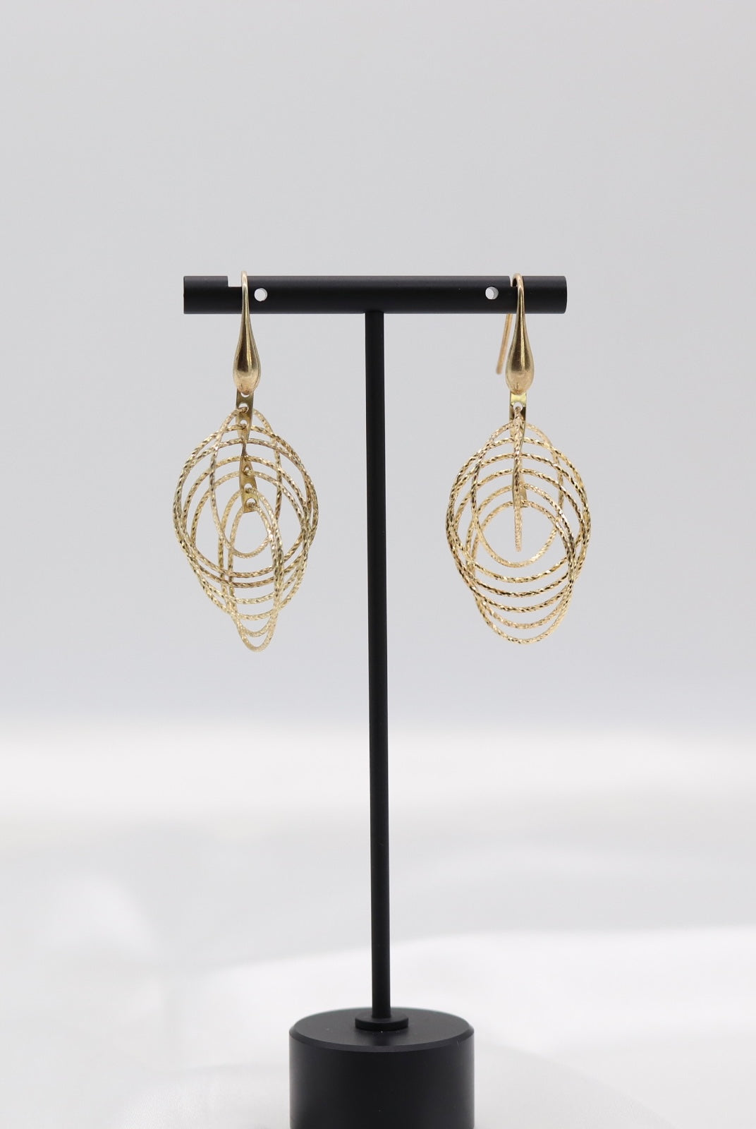 Italian Style Twisted Layered Gold Drop Earrings