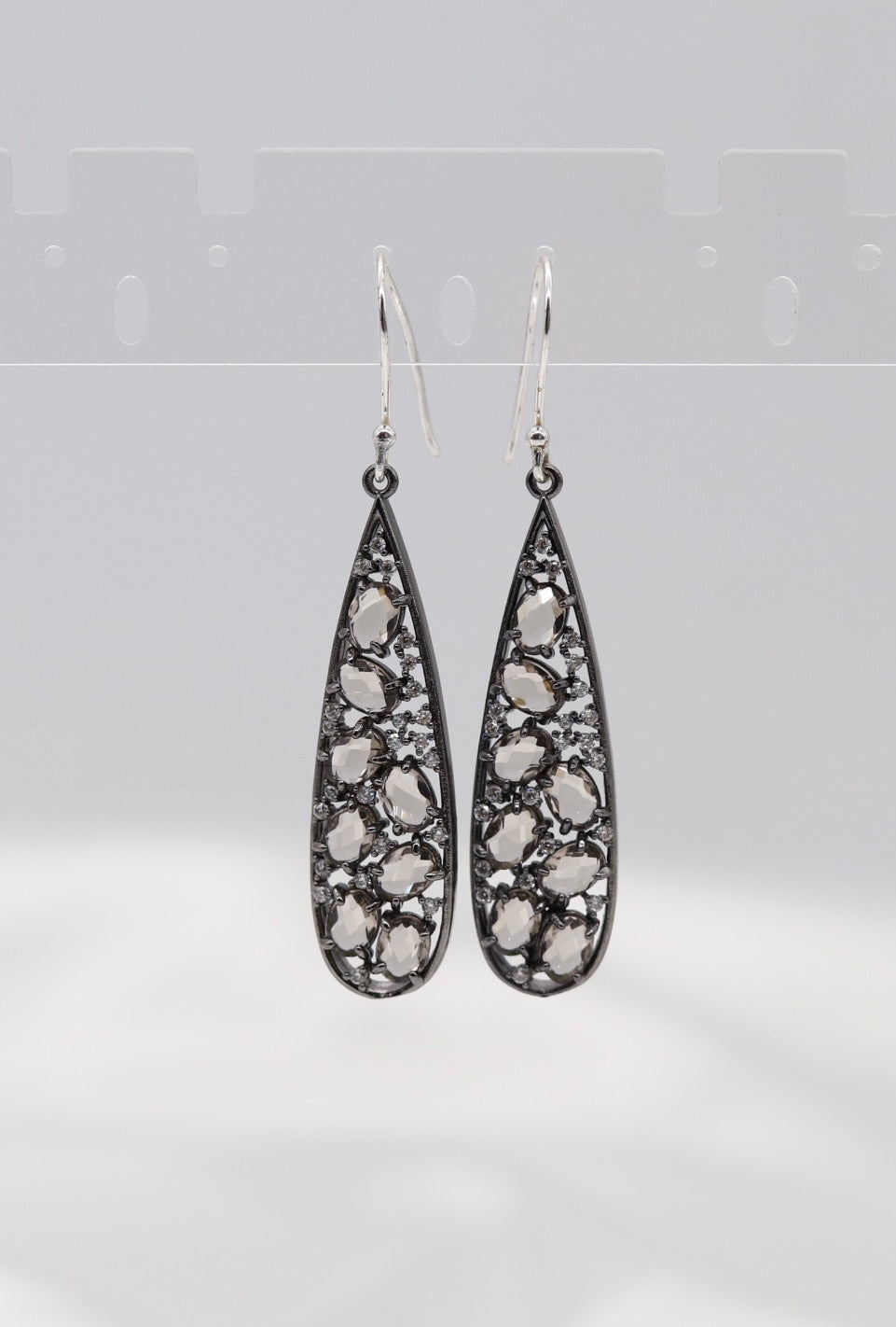 Silver Bezel Set Teardrop Earrings