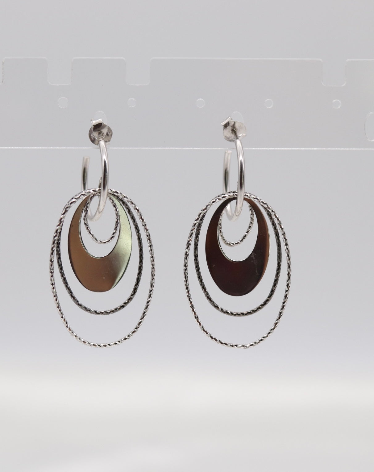 Italian Style Triple Hoop Teardrop Silver Statement Earrings
(Sterling Earrings)