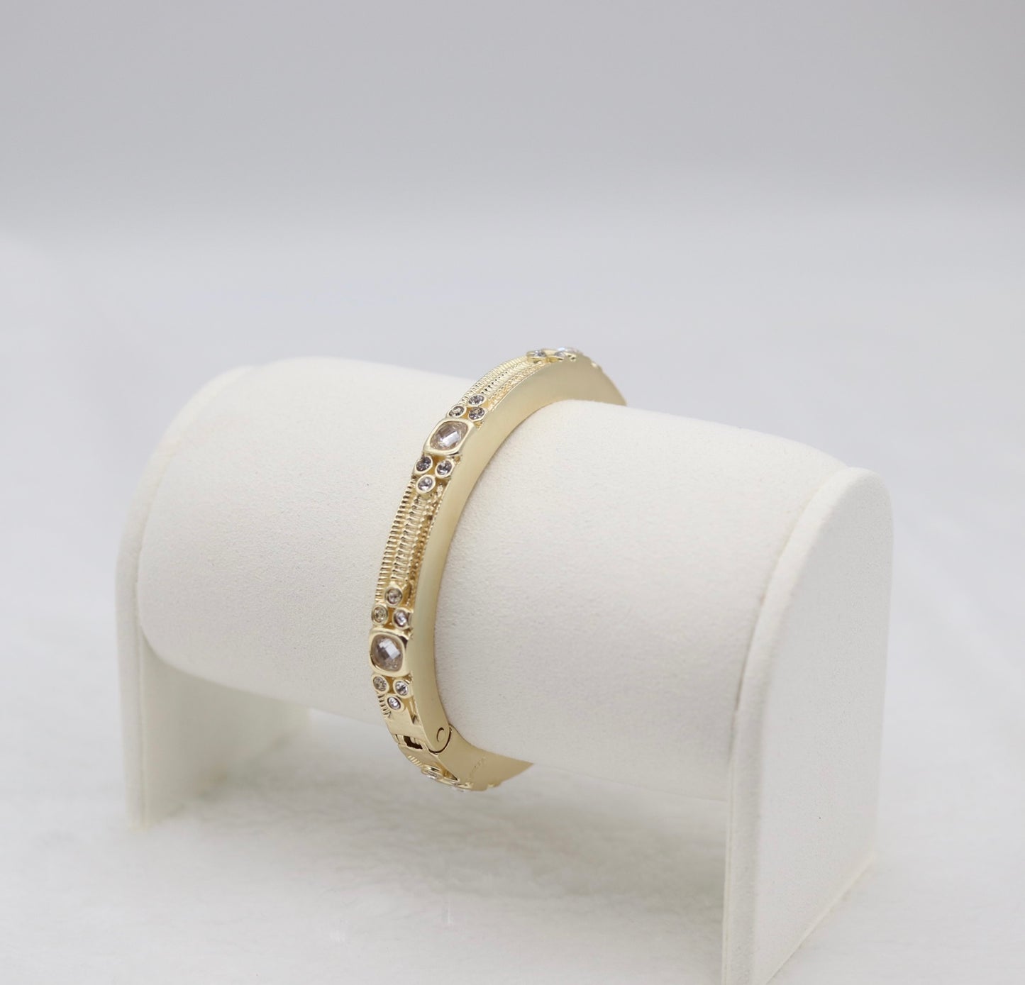 Vintage-Inspired Gold Bracelet with Champagne and Clear CZ Accents