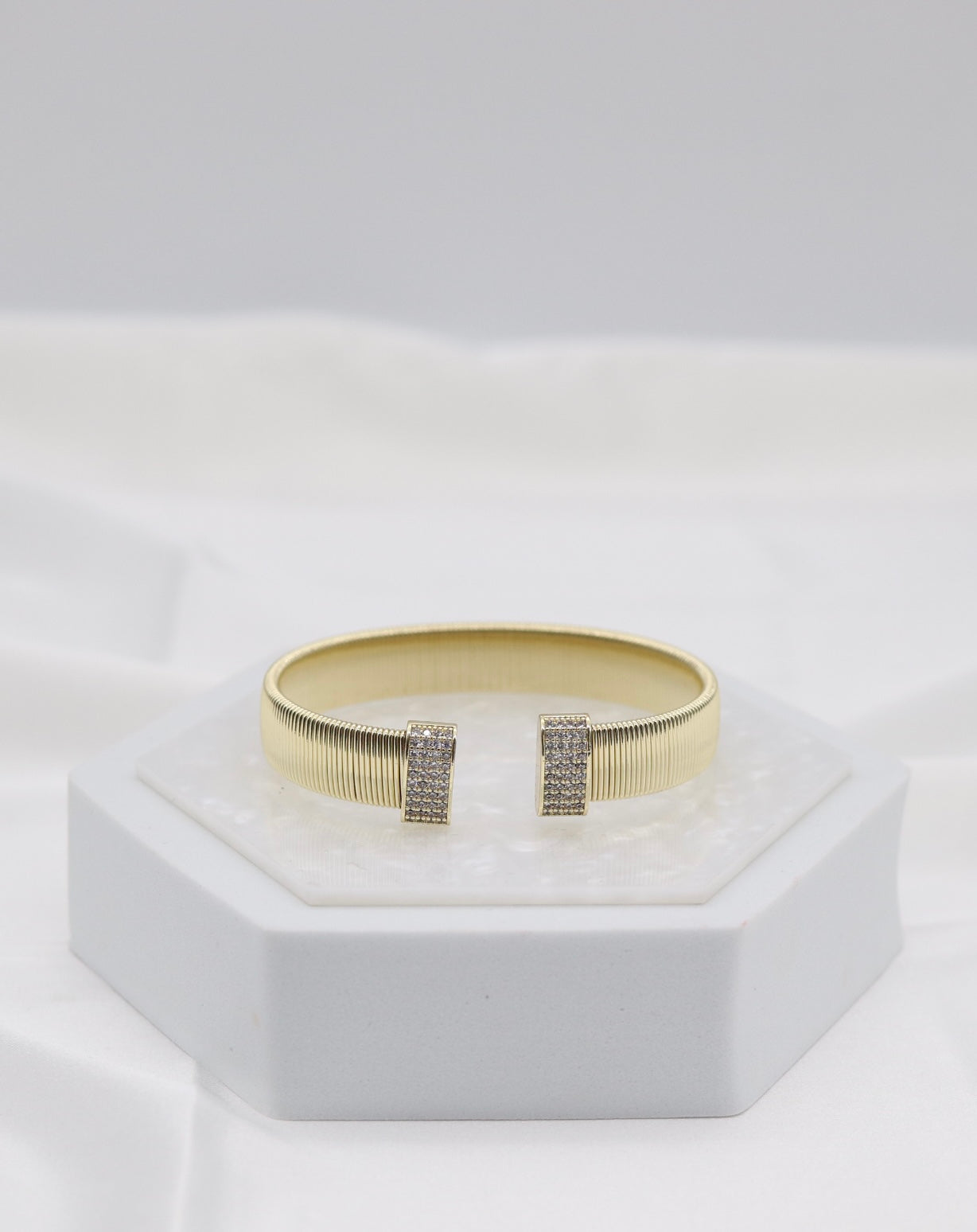 Gold Tubogas Pavé Open Cuff Bracelet