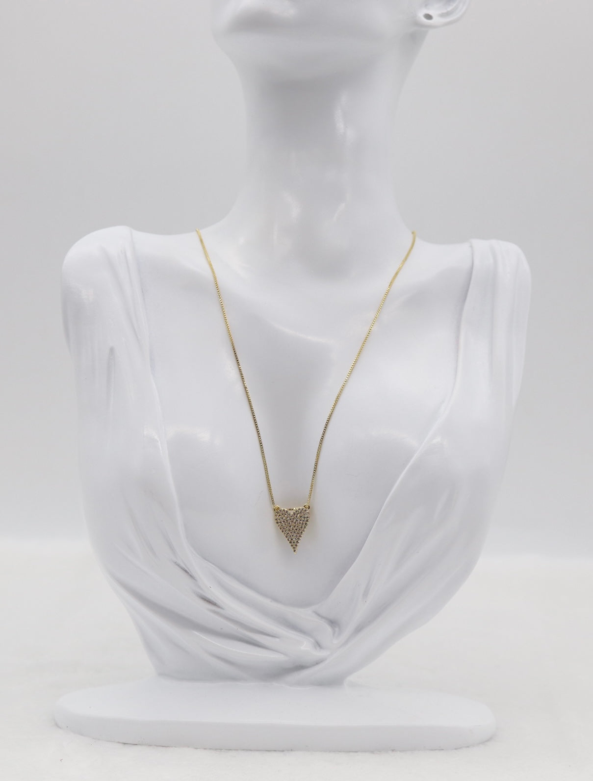 Gold Heart Pendant Necklace – Pave Crystal Design
