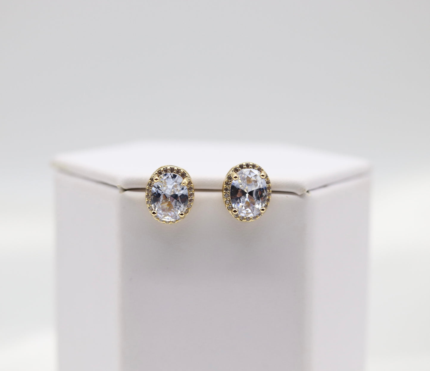 Cubic Zirconia Gold Post Style Earrings