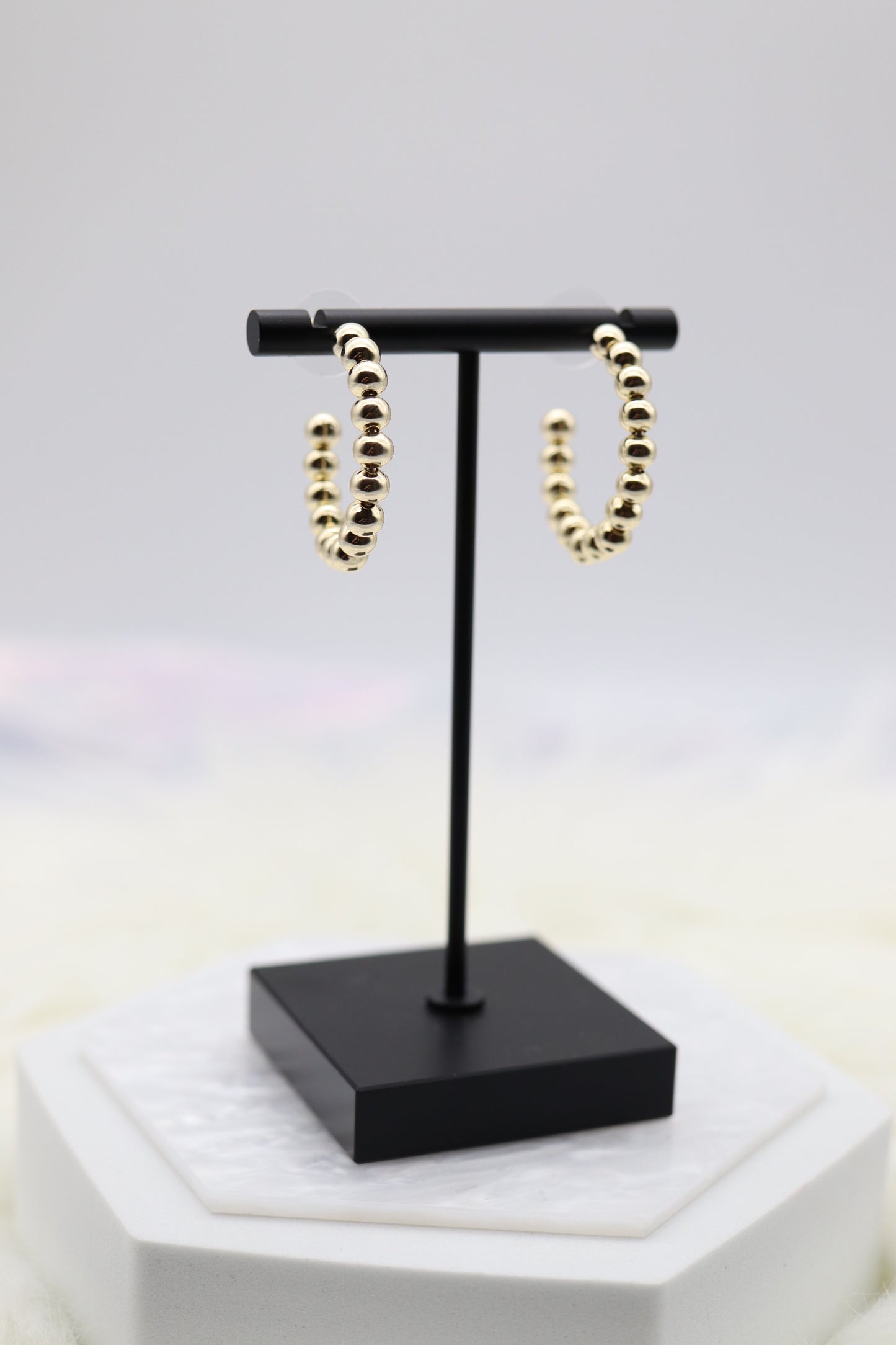 Gold Beaded Hoop Earrings