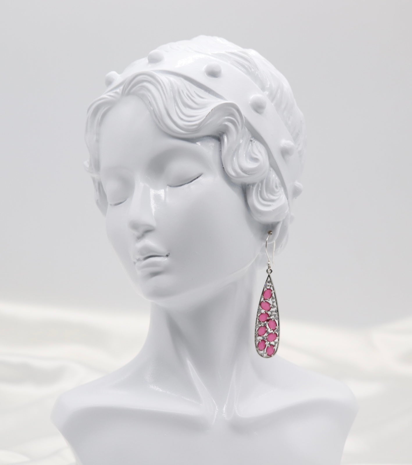 Silver Trim Tourmaline Bezel Set Teardrop Earrings