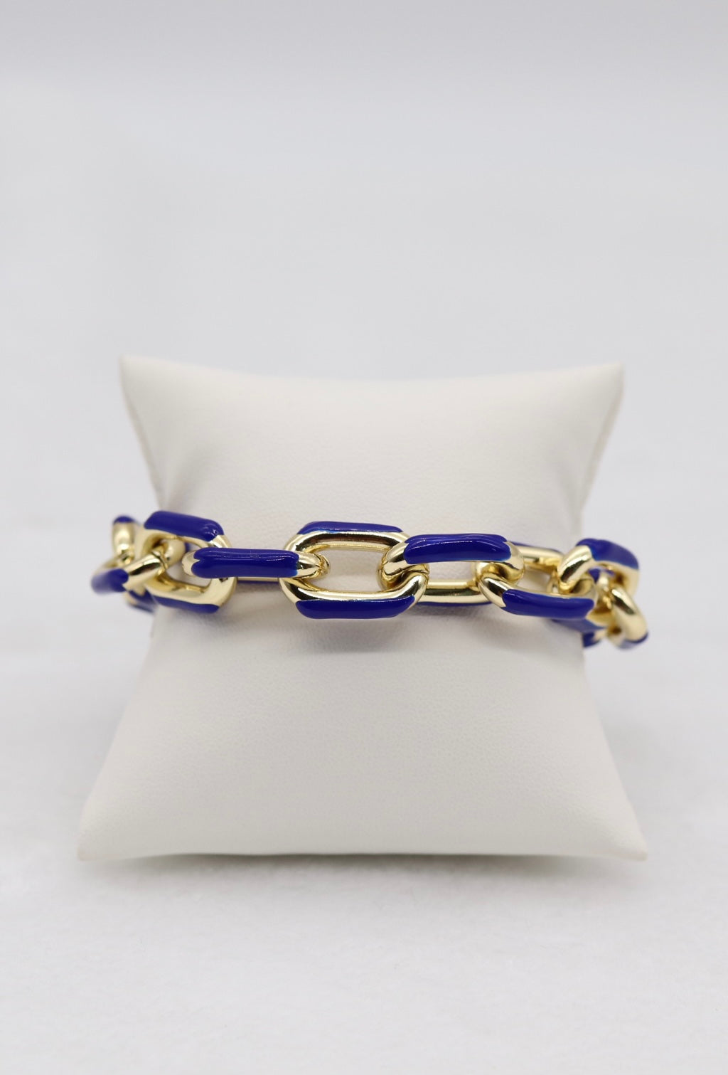 Bold Gold and Blue Link Statement Bracelet