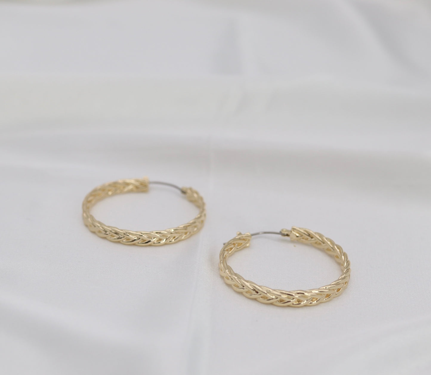 Braided Gold Hoop Earrings – Textured Twist Statement Hoops