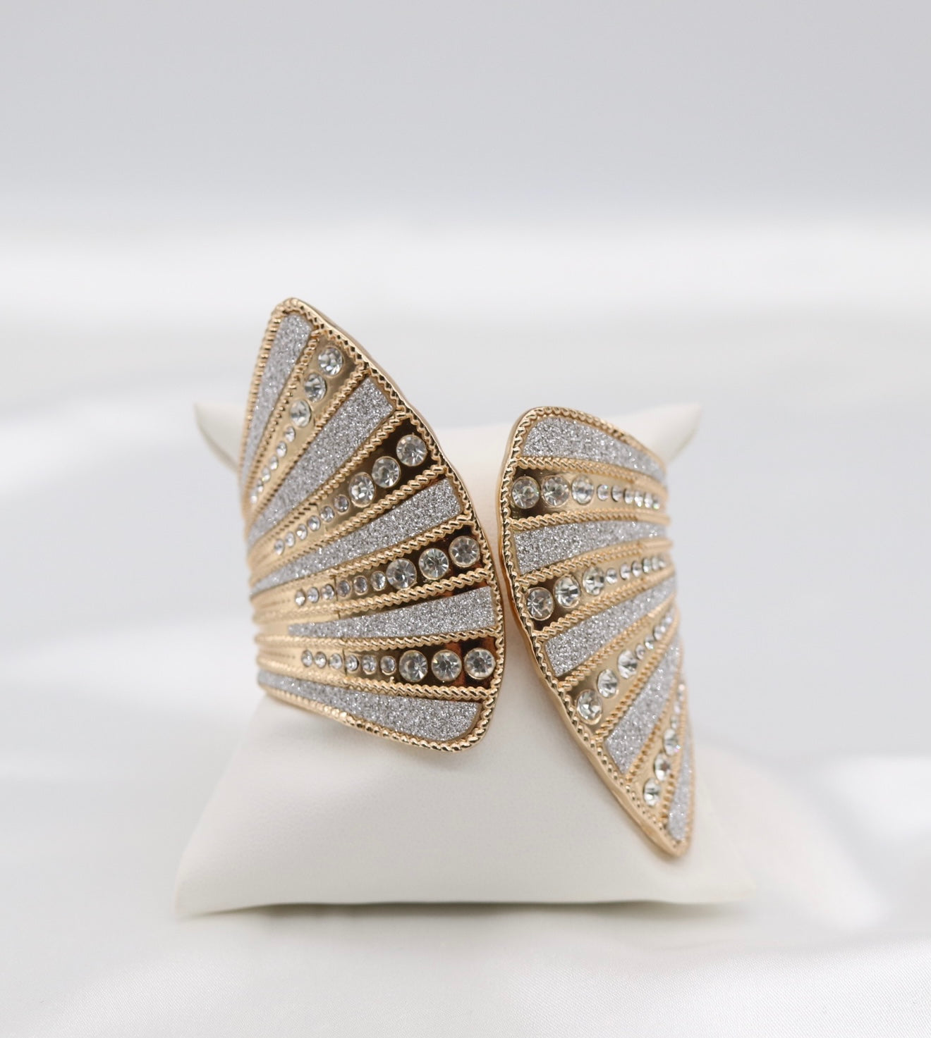 Silver And Gold Cuff CZ Bracelet