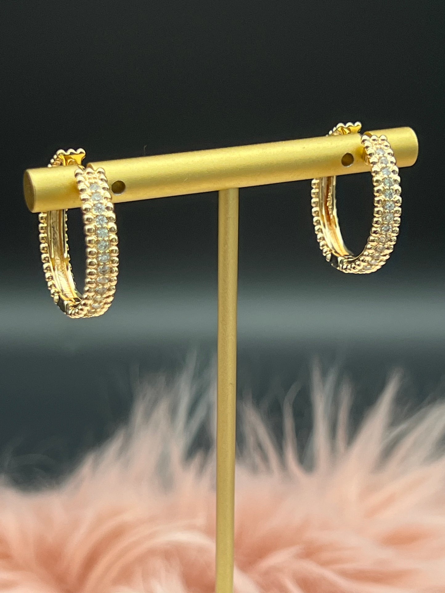 CZ Pave Hoop Earrings
