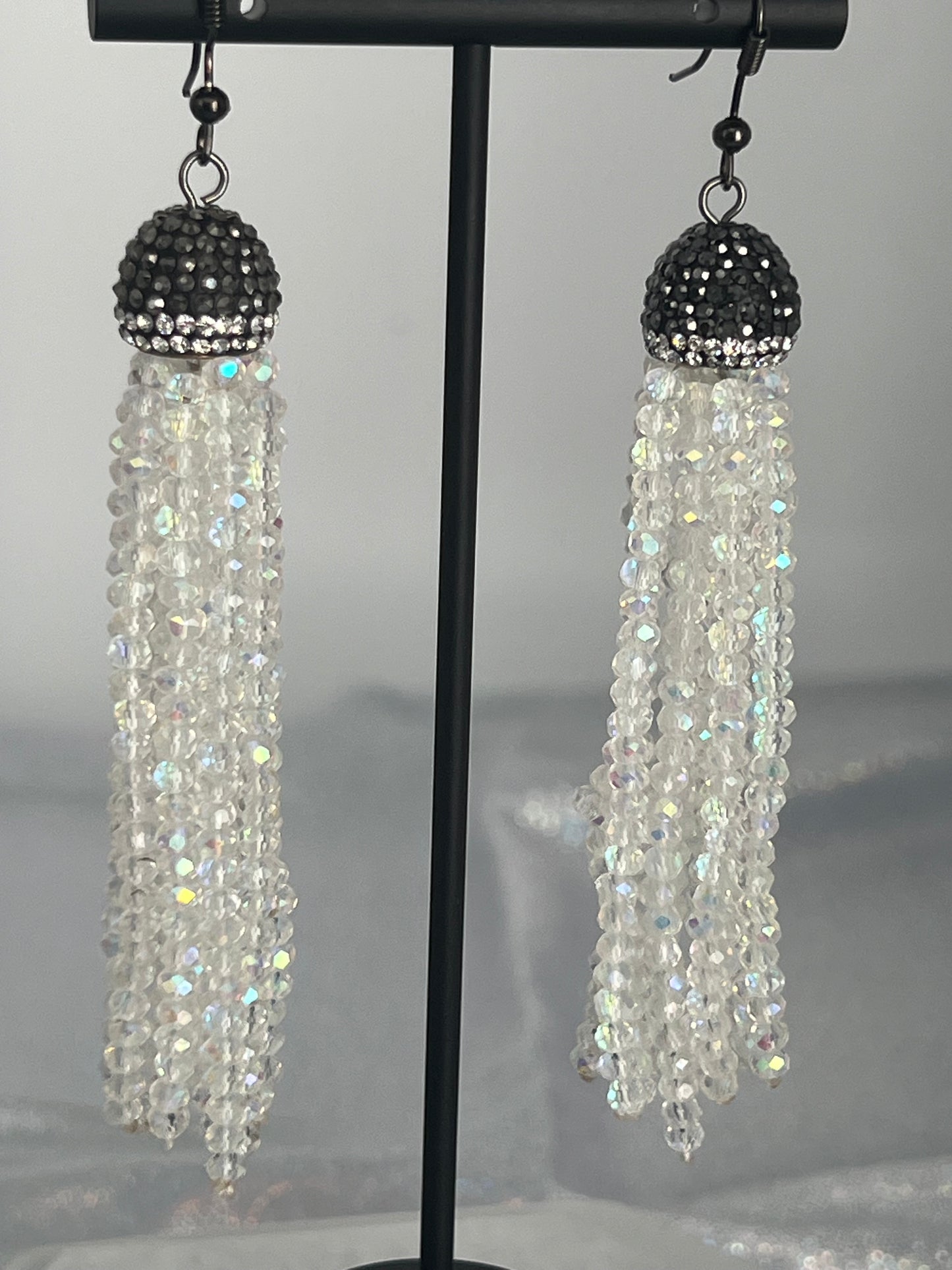 Sterling White Dangling Tassel Earrings