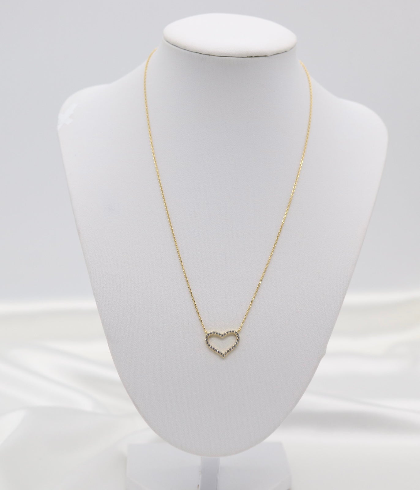CZ Heart Shaped Pendant Gold Necklace