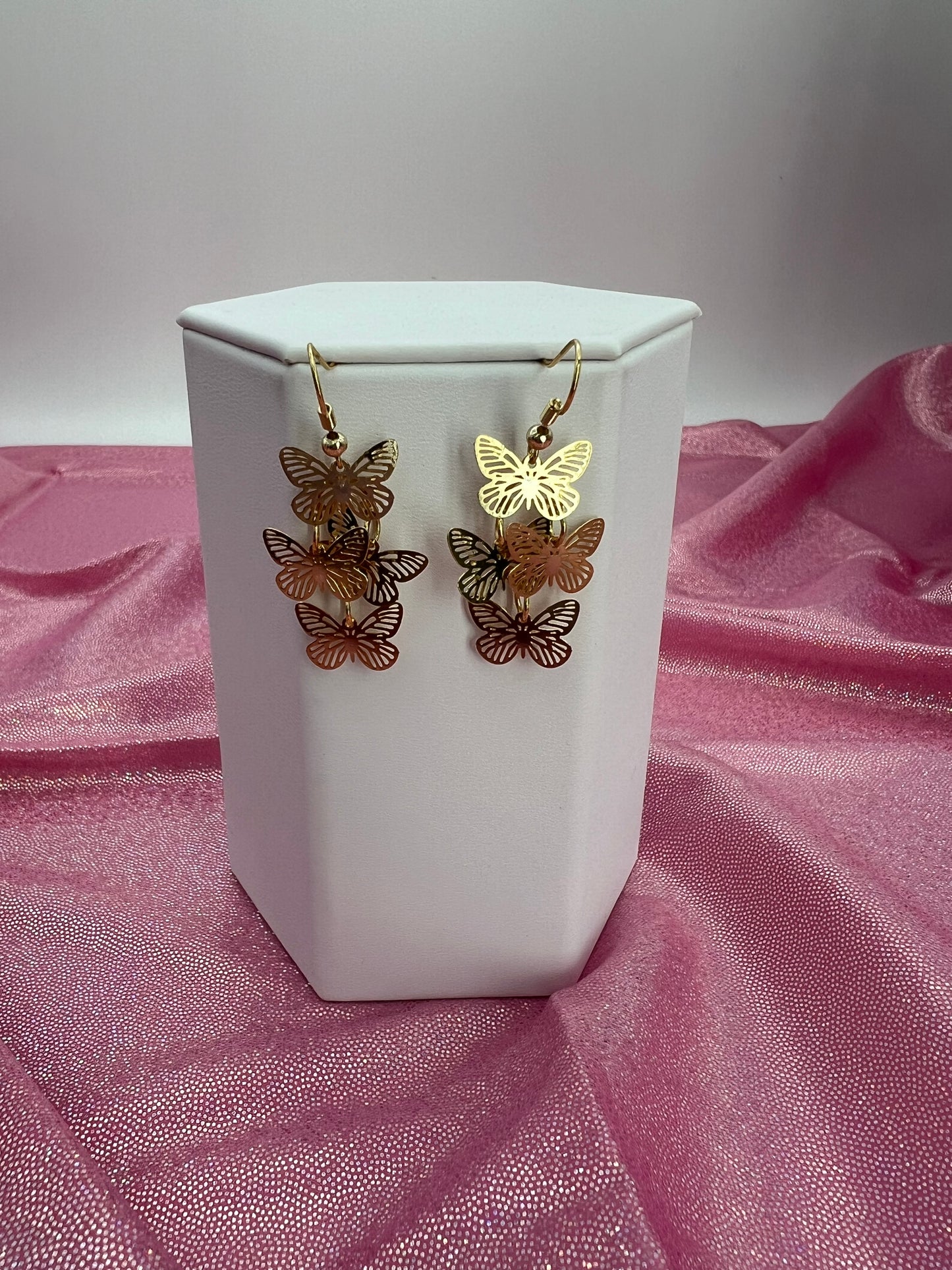 Filigree Butterfly Dangling Earrings, Gold