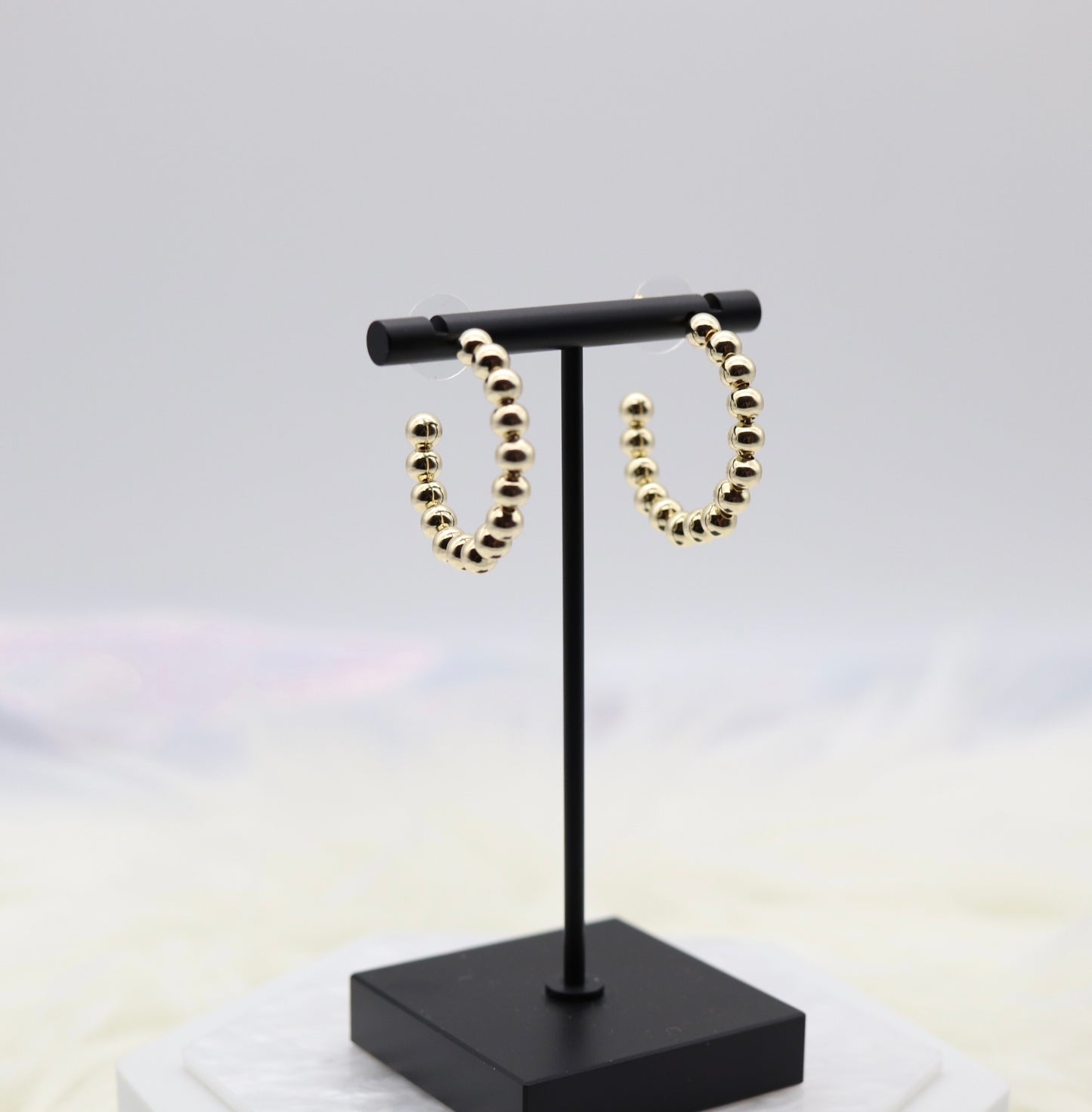 Gold Beaded Hoop Earrings