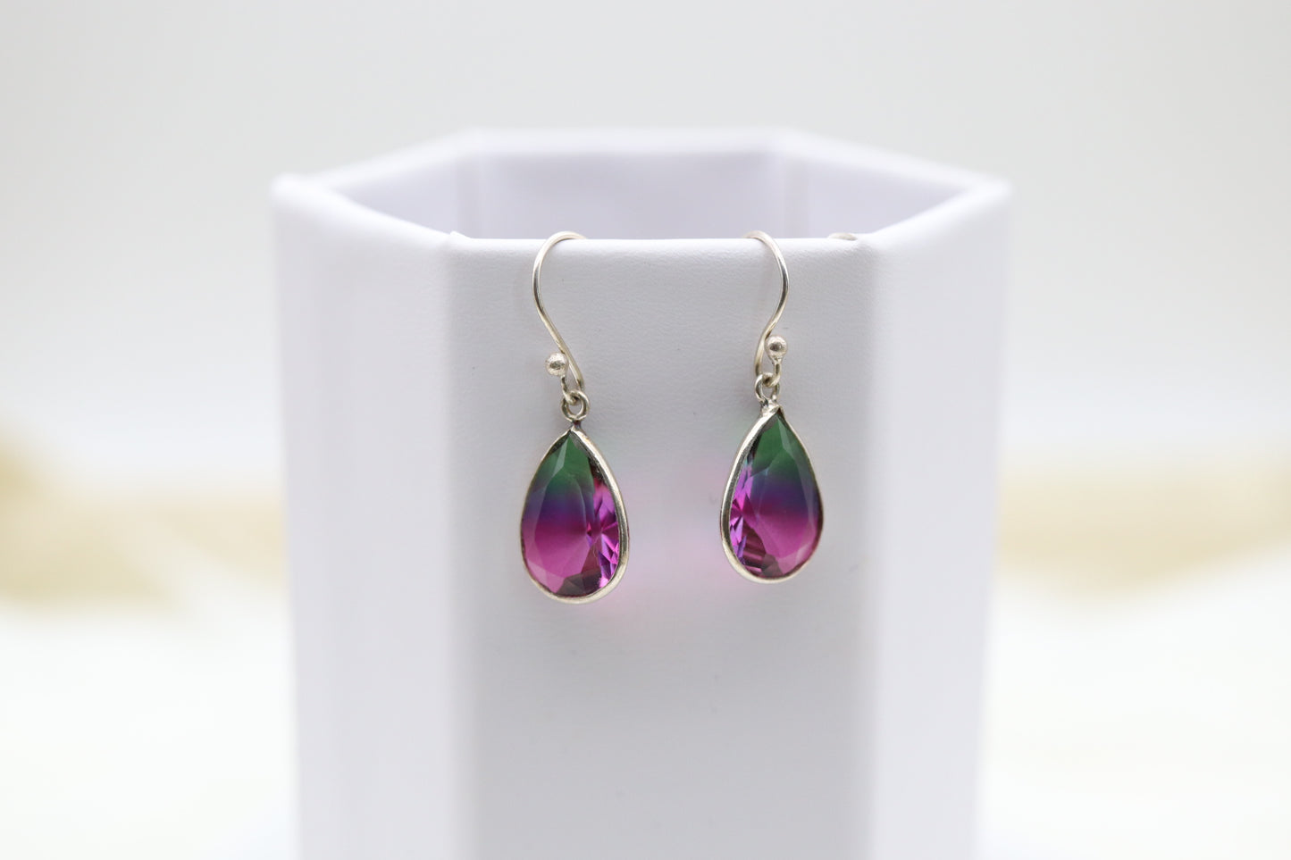 Multi-Colored Teardrop Sterling Silver Dangling Earrings
