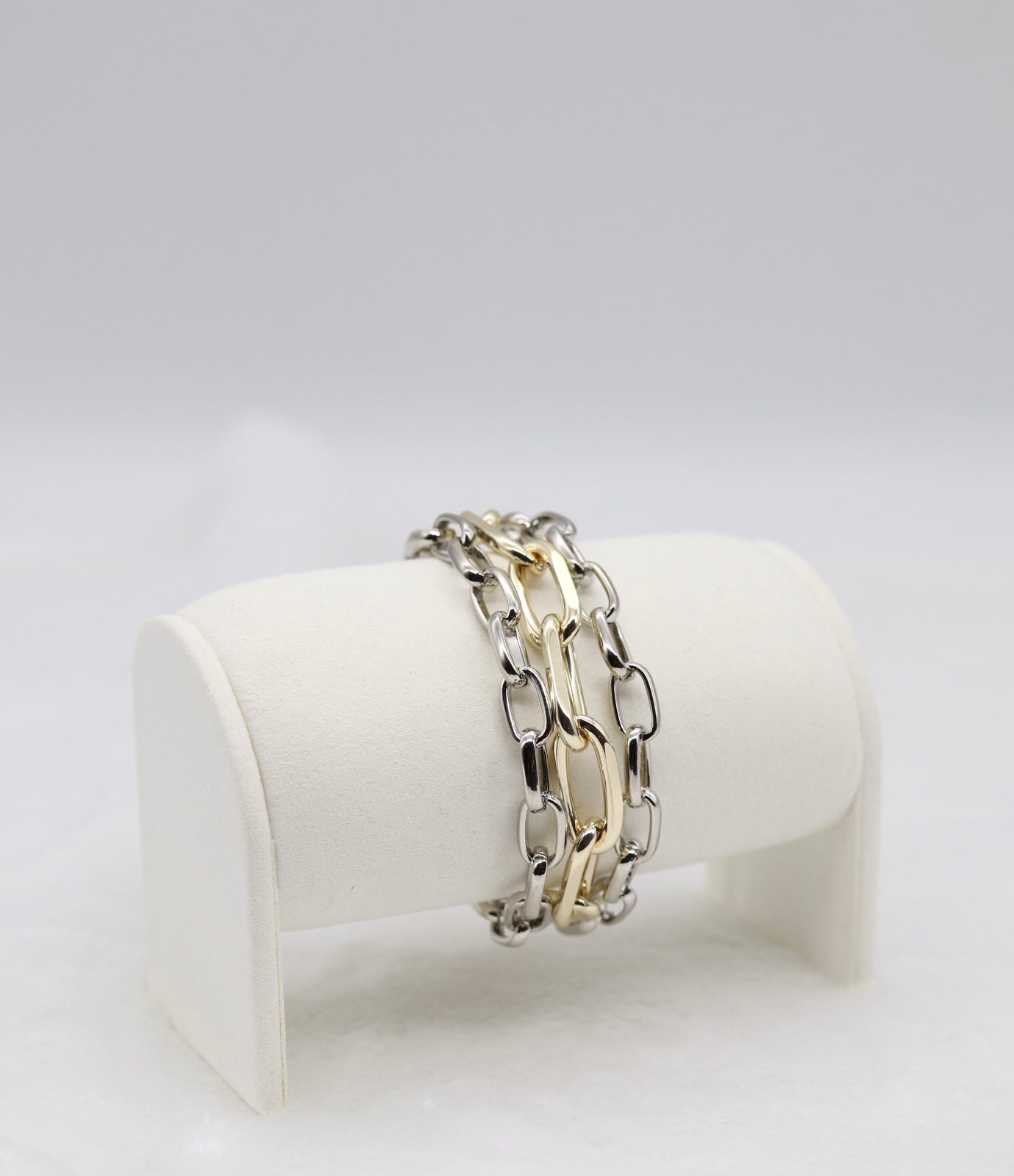 Chunky Two-Tone Chain Link Bracelet in Gold and Silver