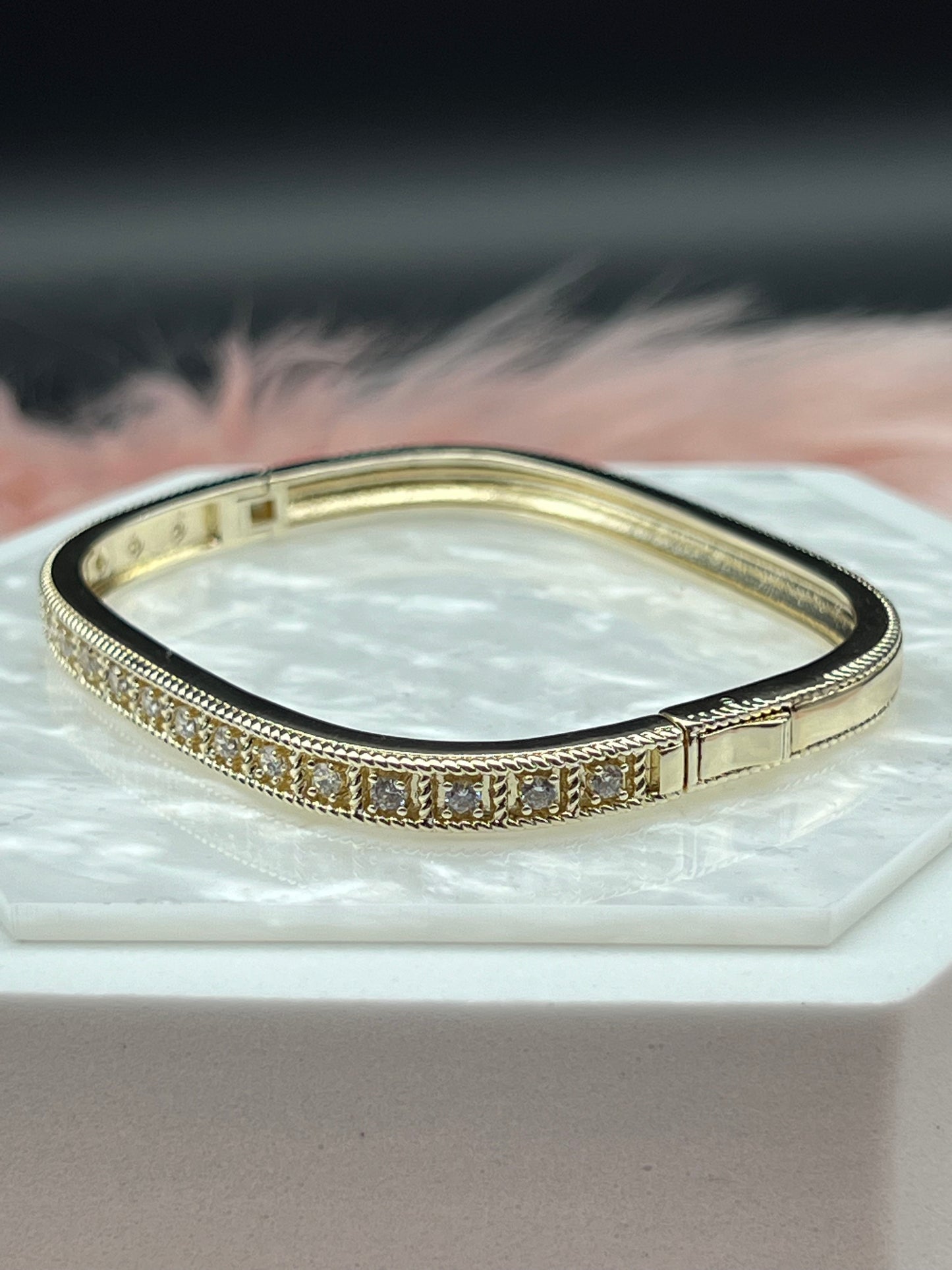 CZ Diamond Square Bangle Bracelet