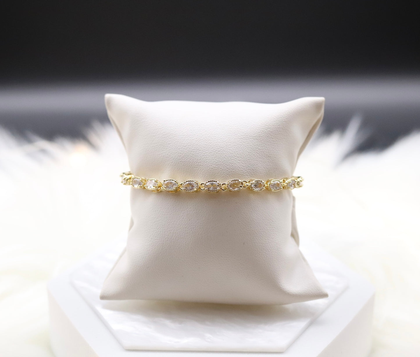 Oval Crystal Clear Gemstone Tennis Bracelet