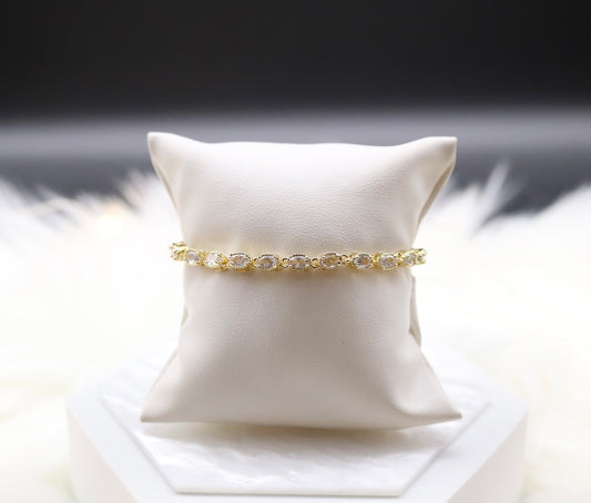 Oval Crystal Clear Gemstone Tennis Bracelet