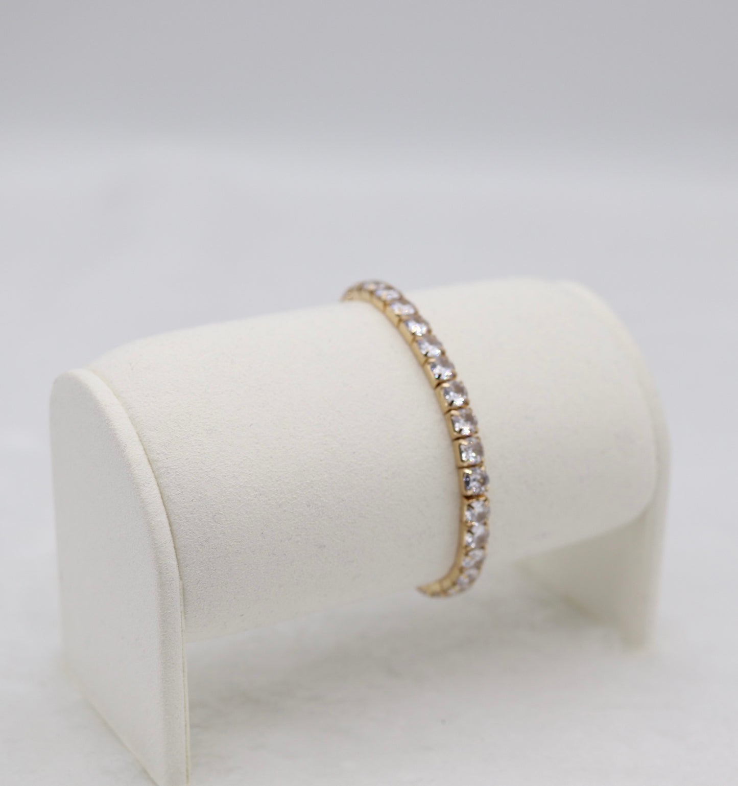 Gold CZ Stretch Tennis Bracelet