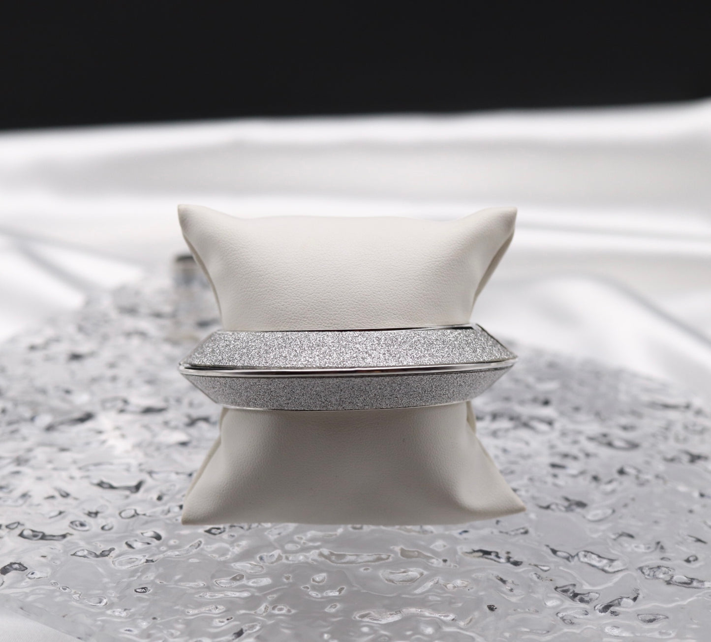 Sparking Hinge Bangle Bracelet With Silver Trim