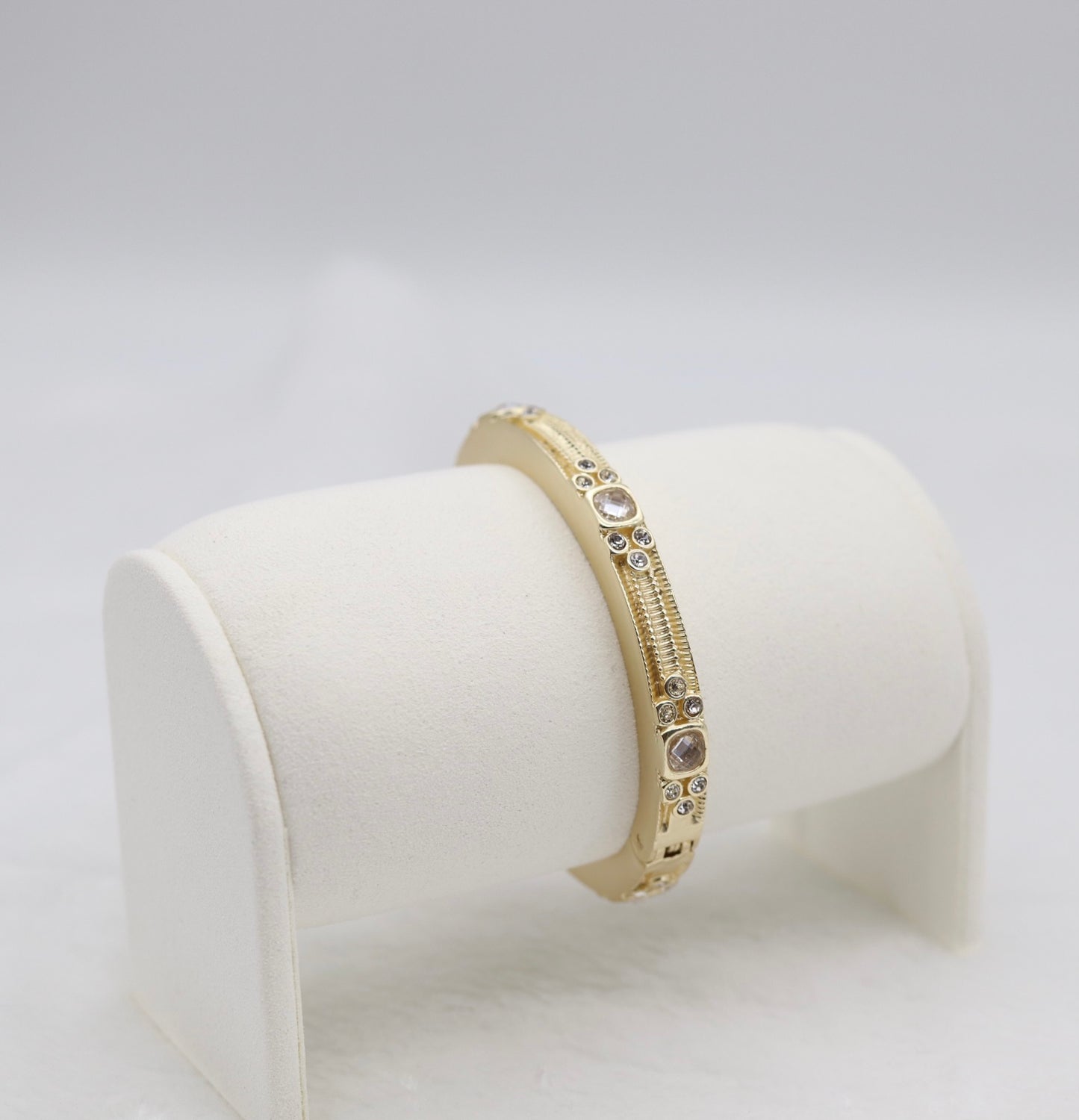 Vintage-Inspired Gold Bracelet with Champagne and Clear CZ Accents