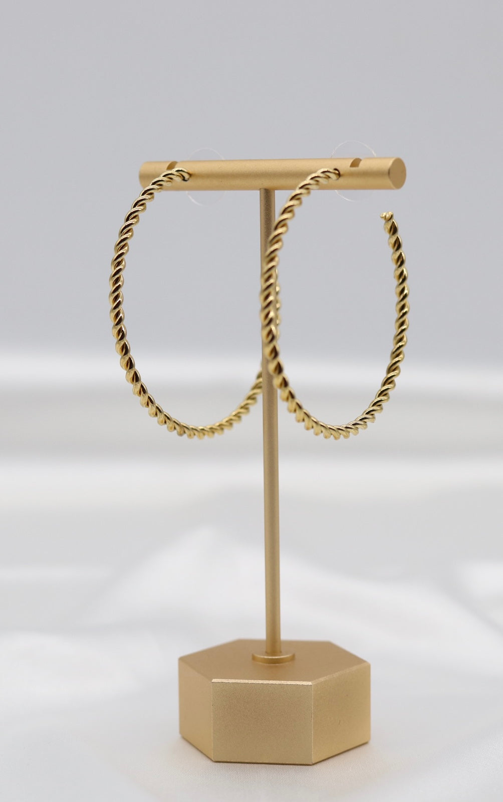 Large Twisted Gold Hoop Earrings