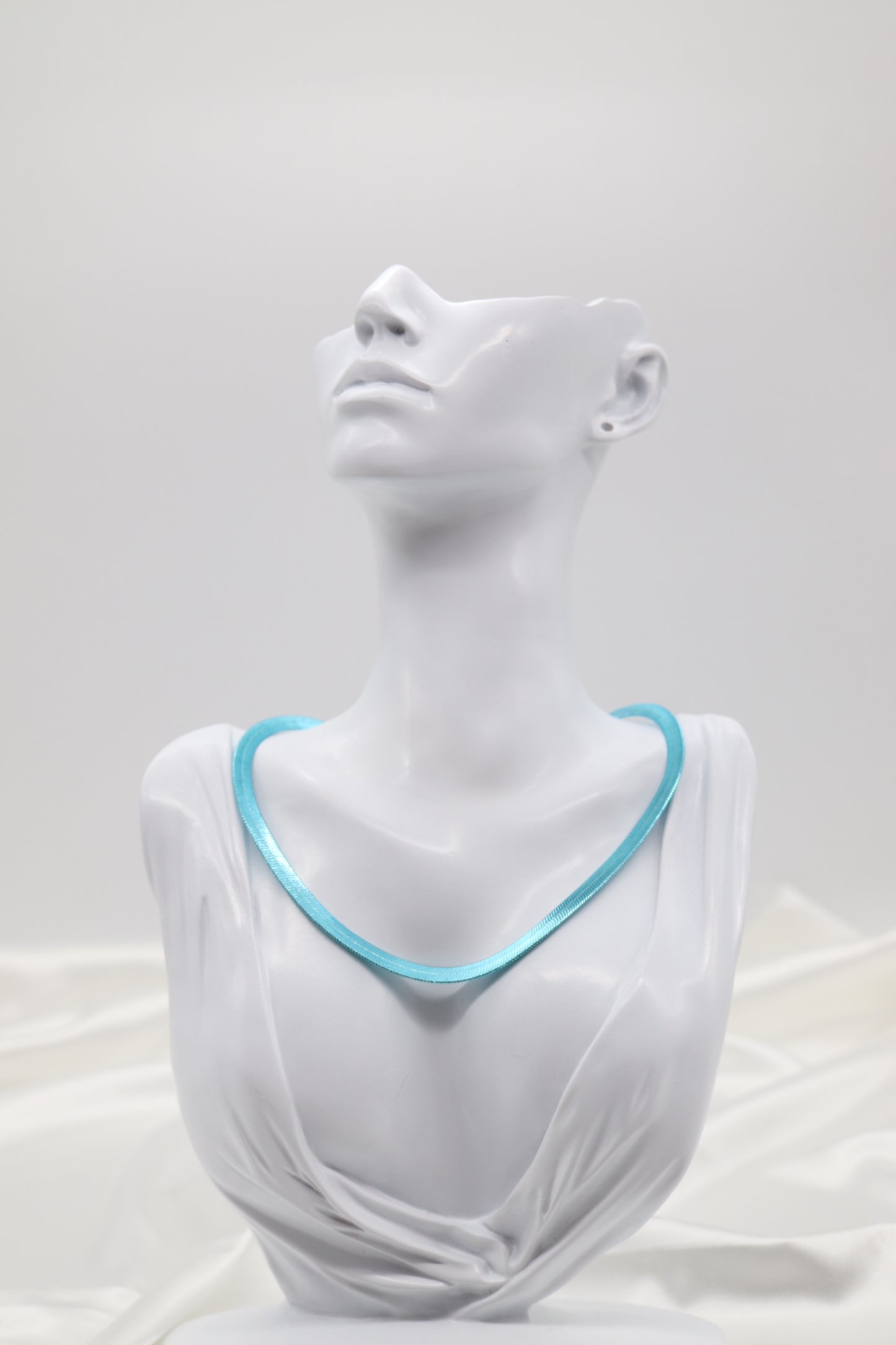 Aqua Blue Herringbone Necklace