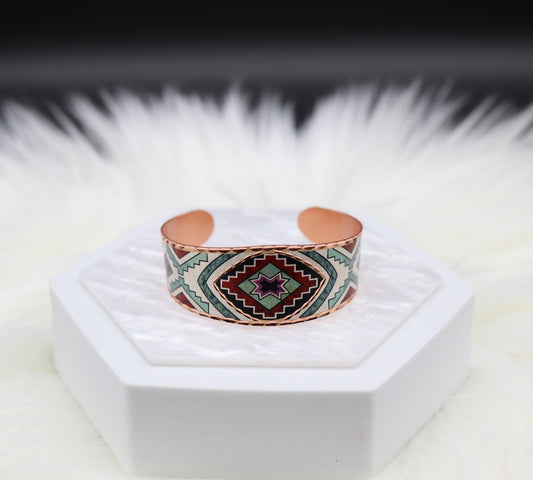 Variety Green and Red Copper Bracelet