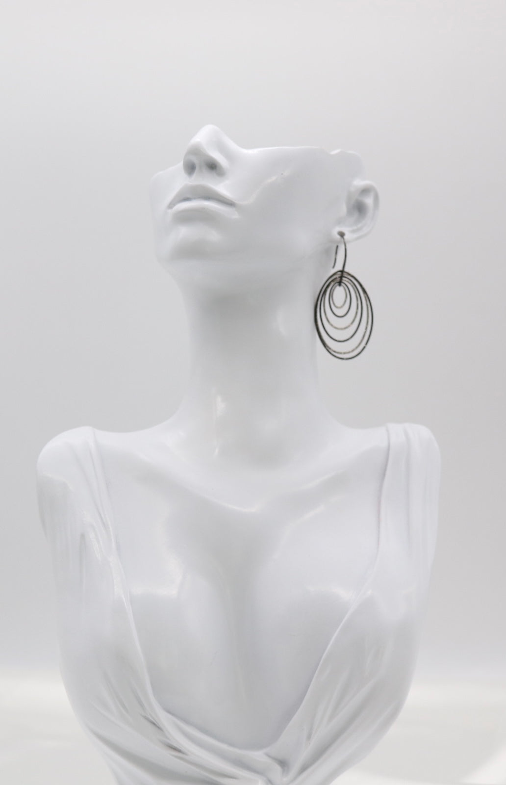 Italian Style Multi-Hoop Textured Silver Drop Earrings (Sterling Earrings)