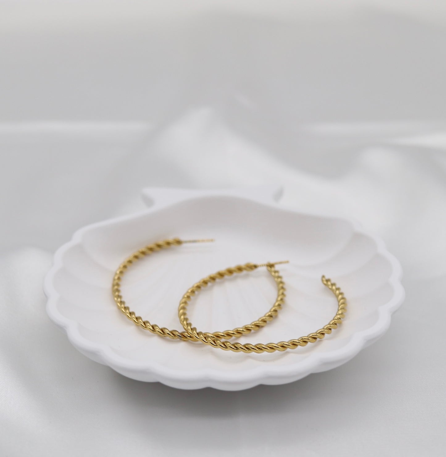 Large Twisted Gold Hoop Earrings