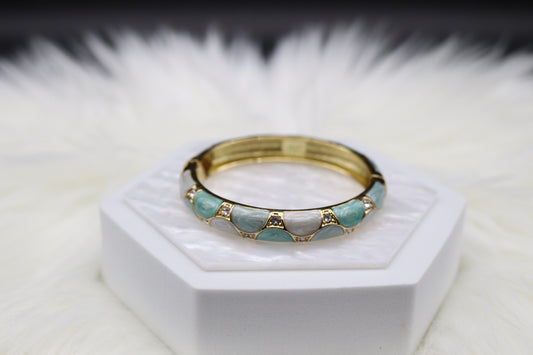 Light Green Enamel Bangle Hinged Bracelet