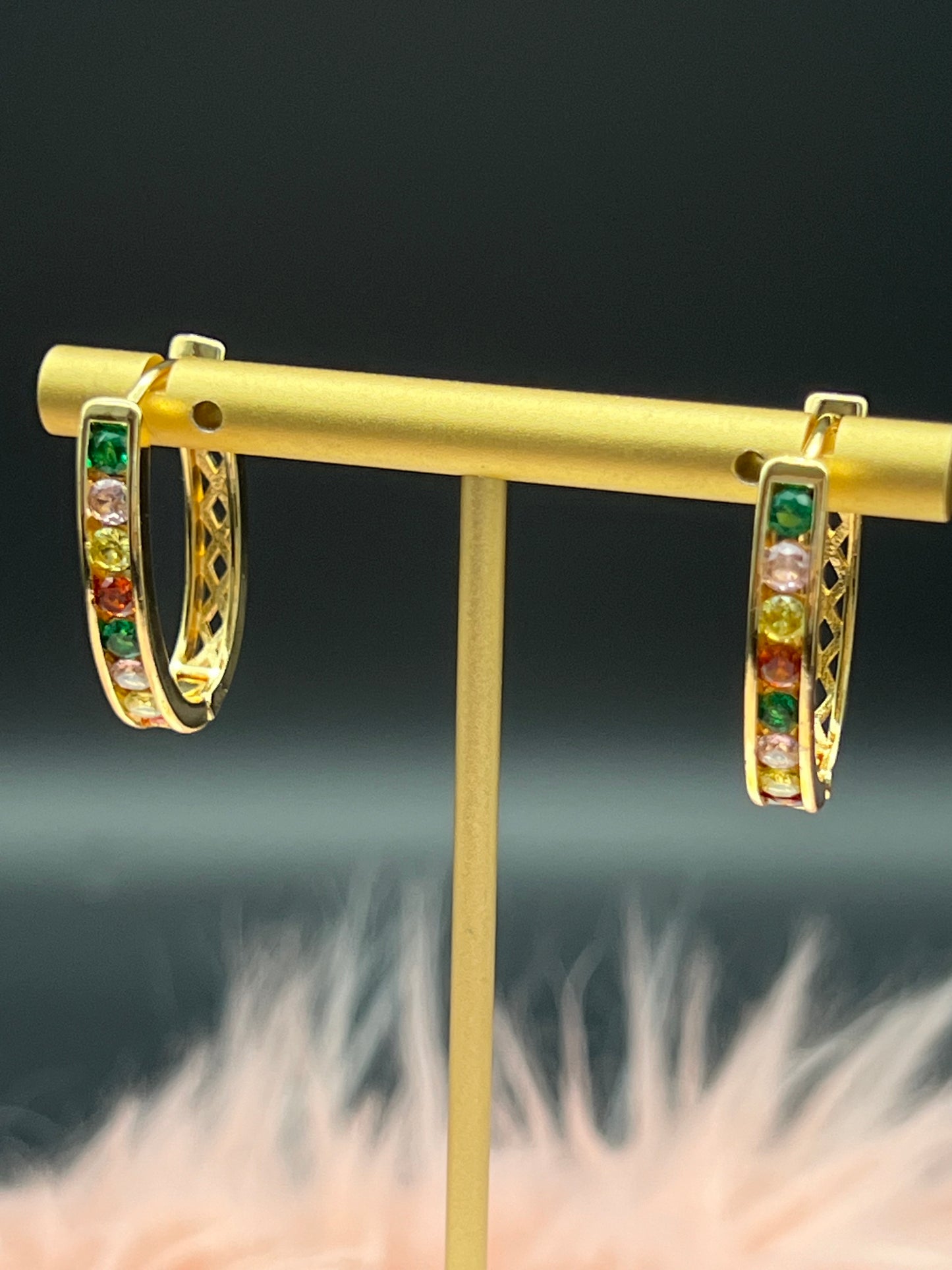 Rainbow Sapphire Huggie Earrings