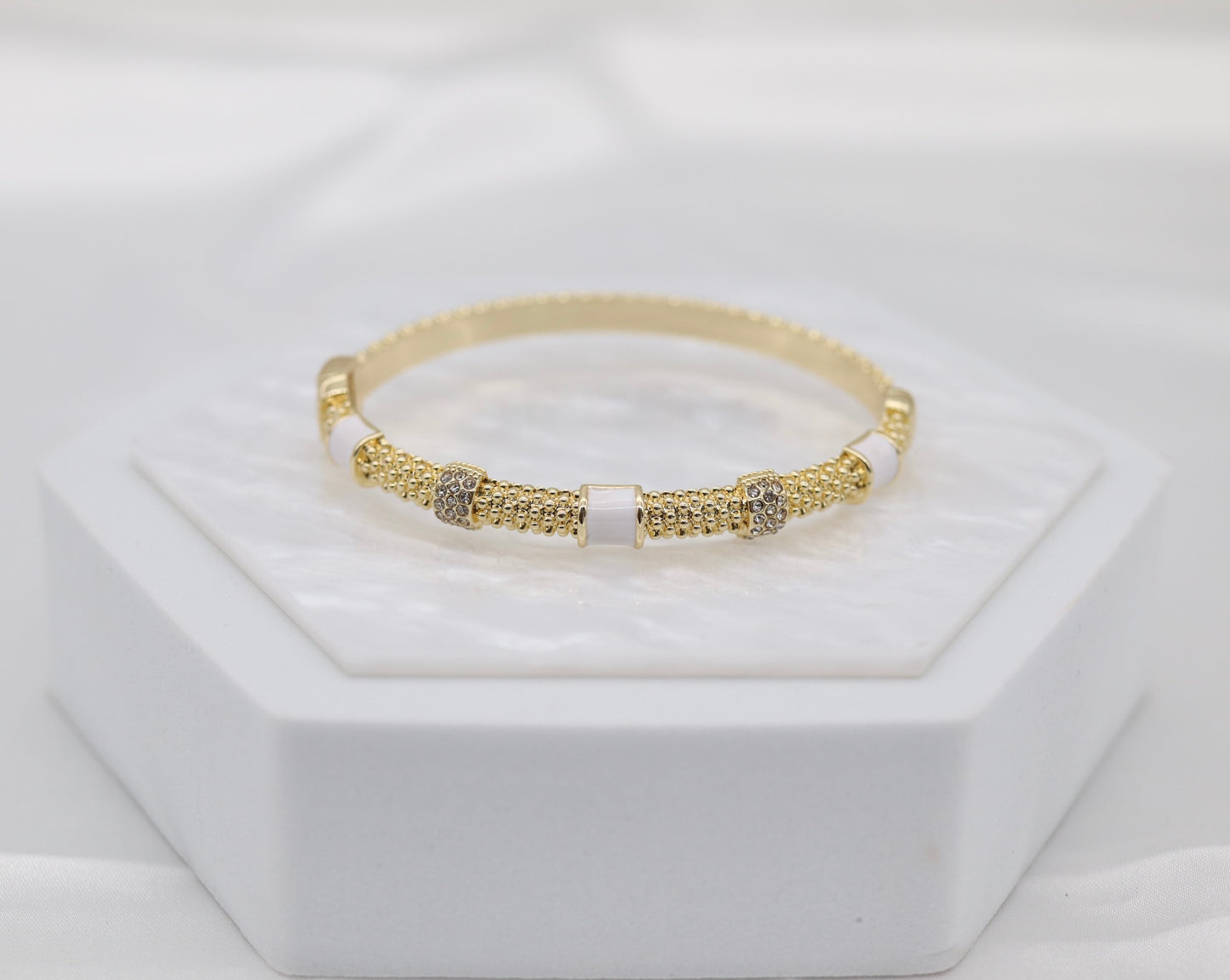 Bauble Bar CZ Pave Popcorn Hingled Bangle Bracelet