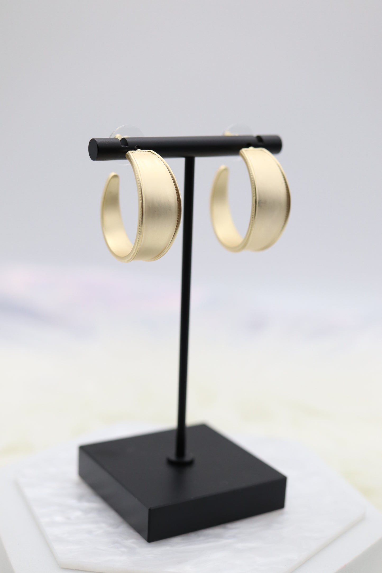 Matte Gold Huggie Thick Hoop Earrings