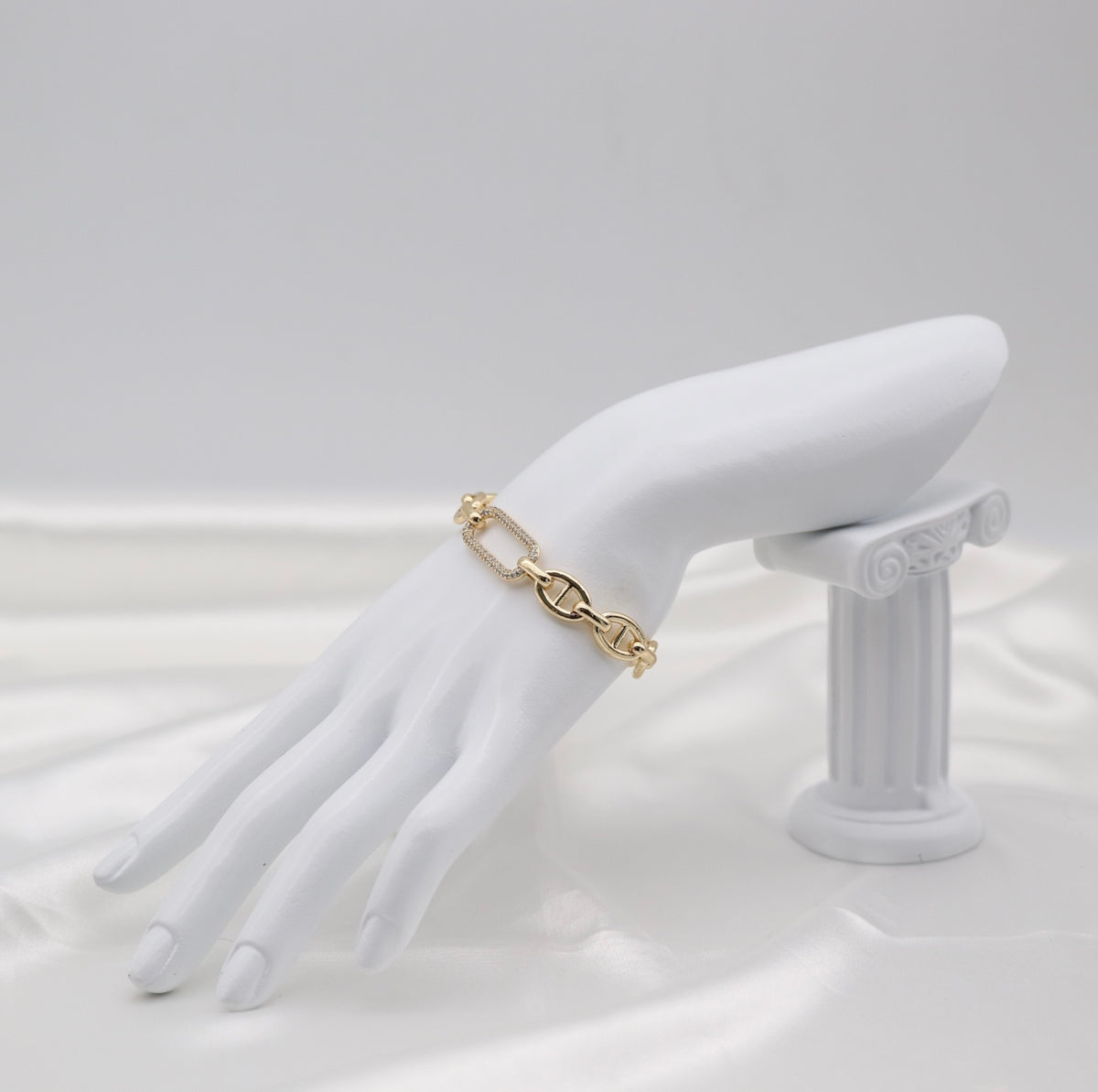 Gold Crystal Link Statement Bracelet