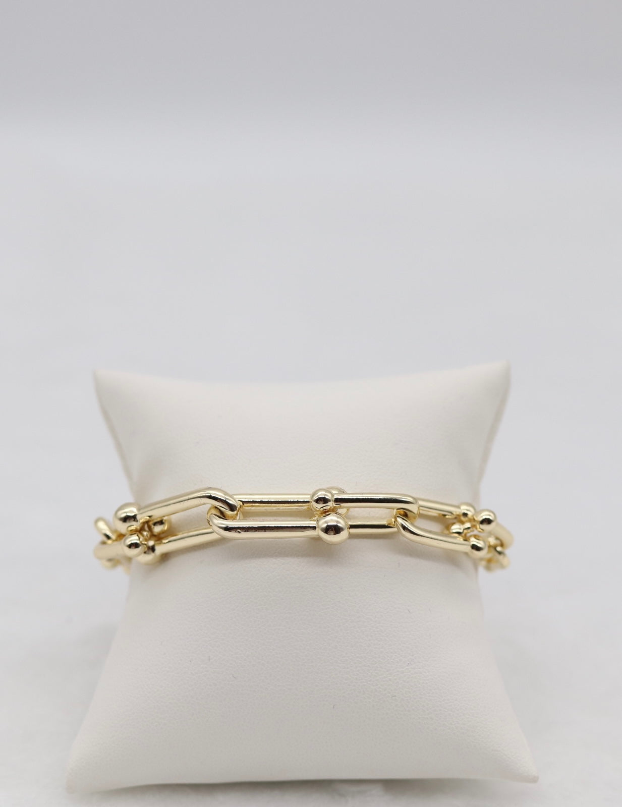 Bold Gold Link Bracelet with Ball Accents