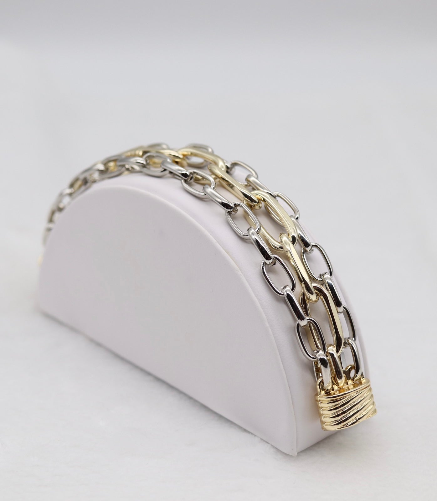 Chunky Two-Tone Chain Link Bracelet in Gold and Silver