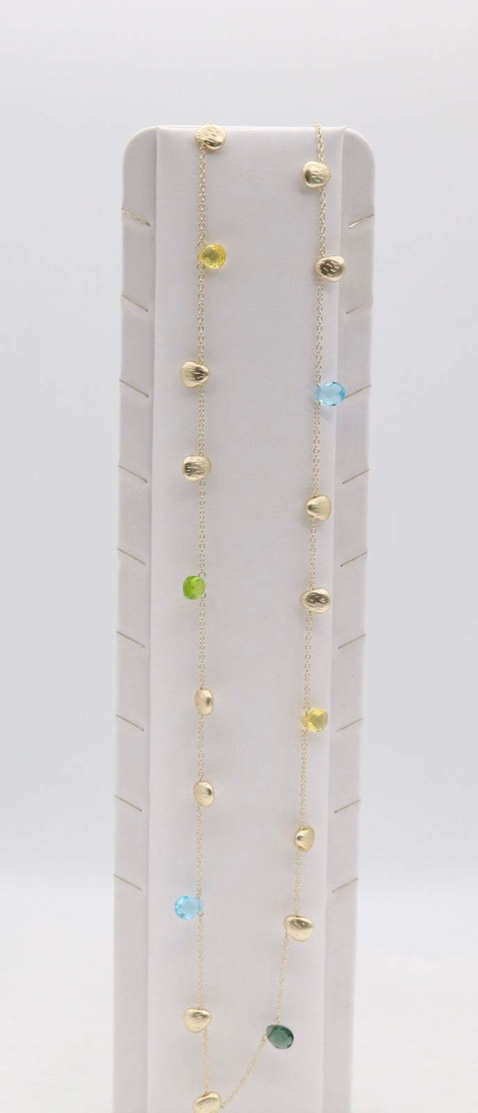 Gold Station Necklace with Multi-Color Accents