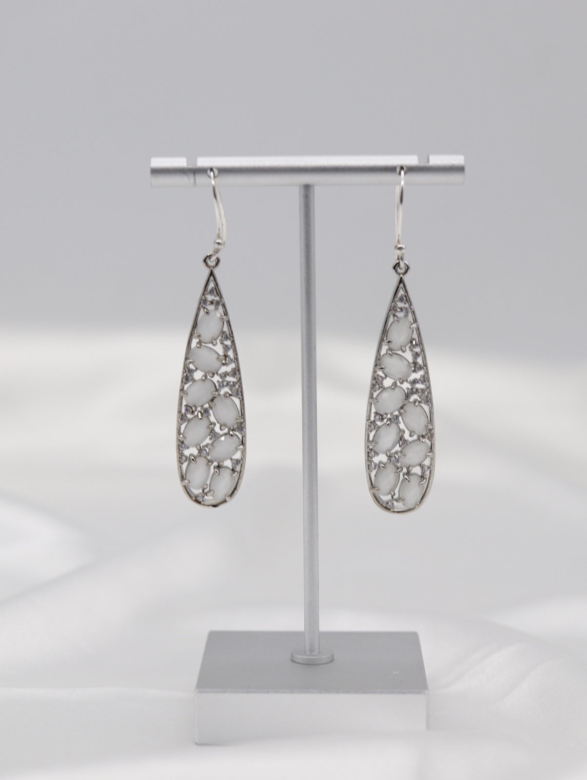 Clear Bezel Set Teardrop Earrings