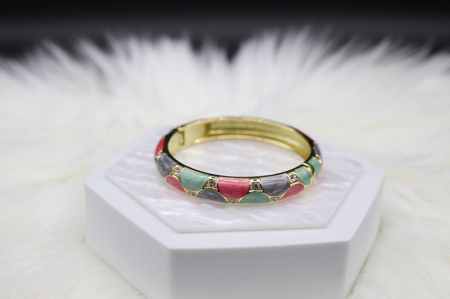 Colorful Enamel Bangle Hinged Bracelet