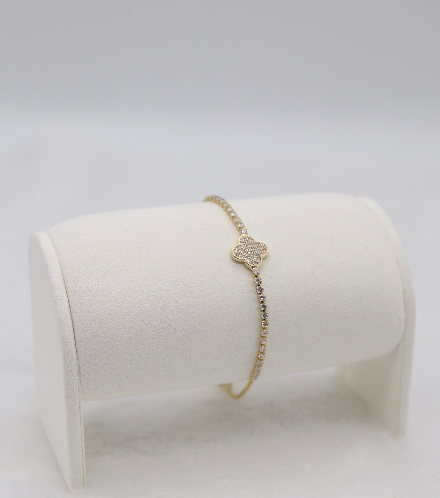 Gold Pave Clover Adjustable Bracelet