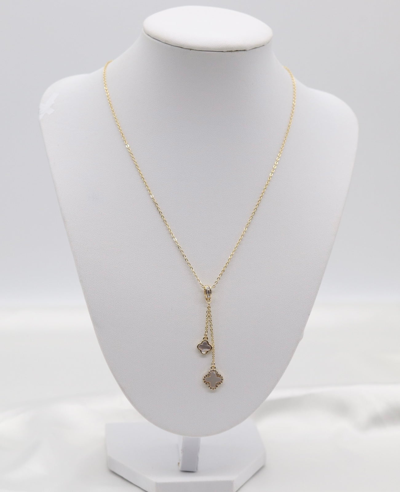 Dainty Dangling Clover Pendants Gold Necklace