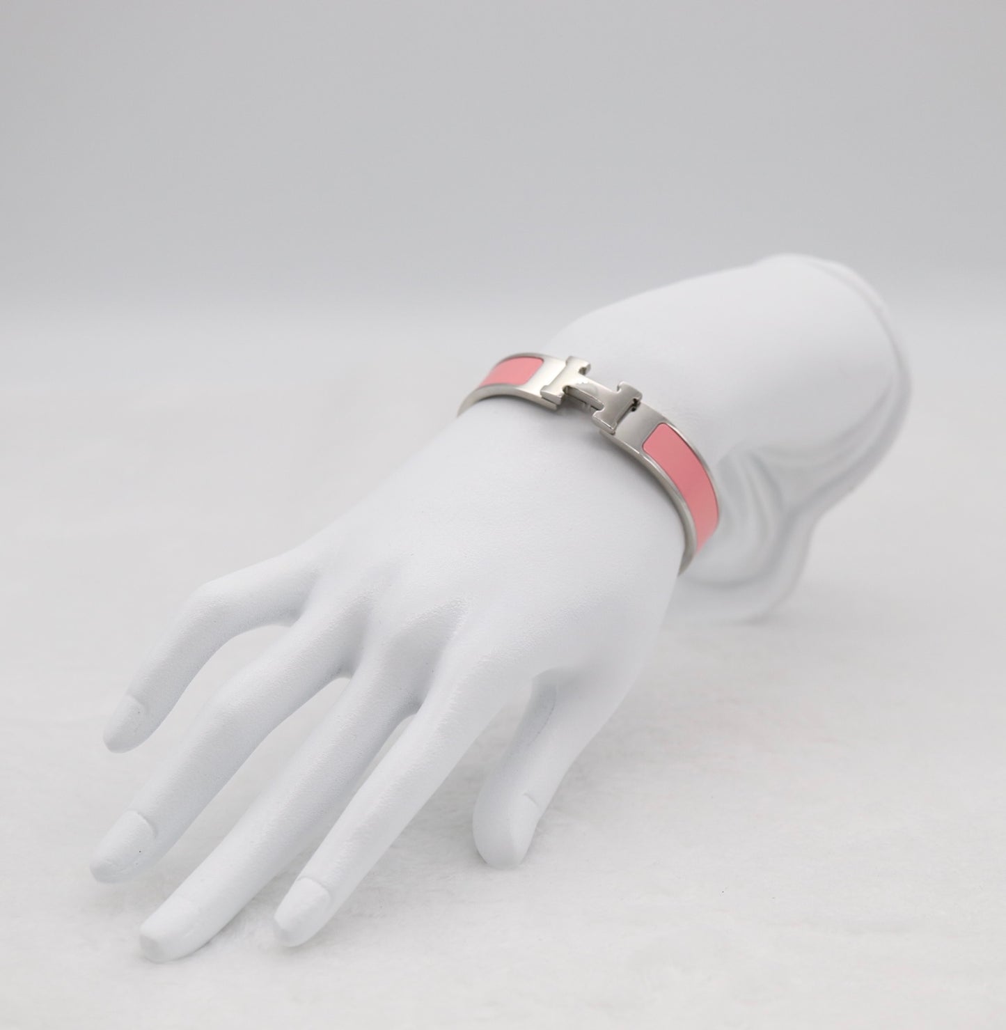 Medium Polished Silver & Pink Enamel Bracelet